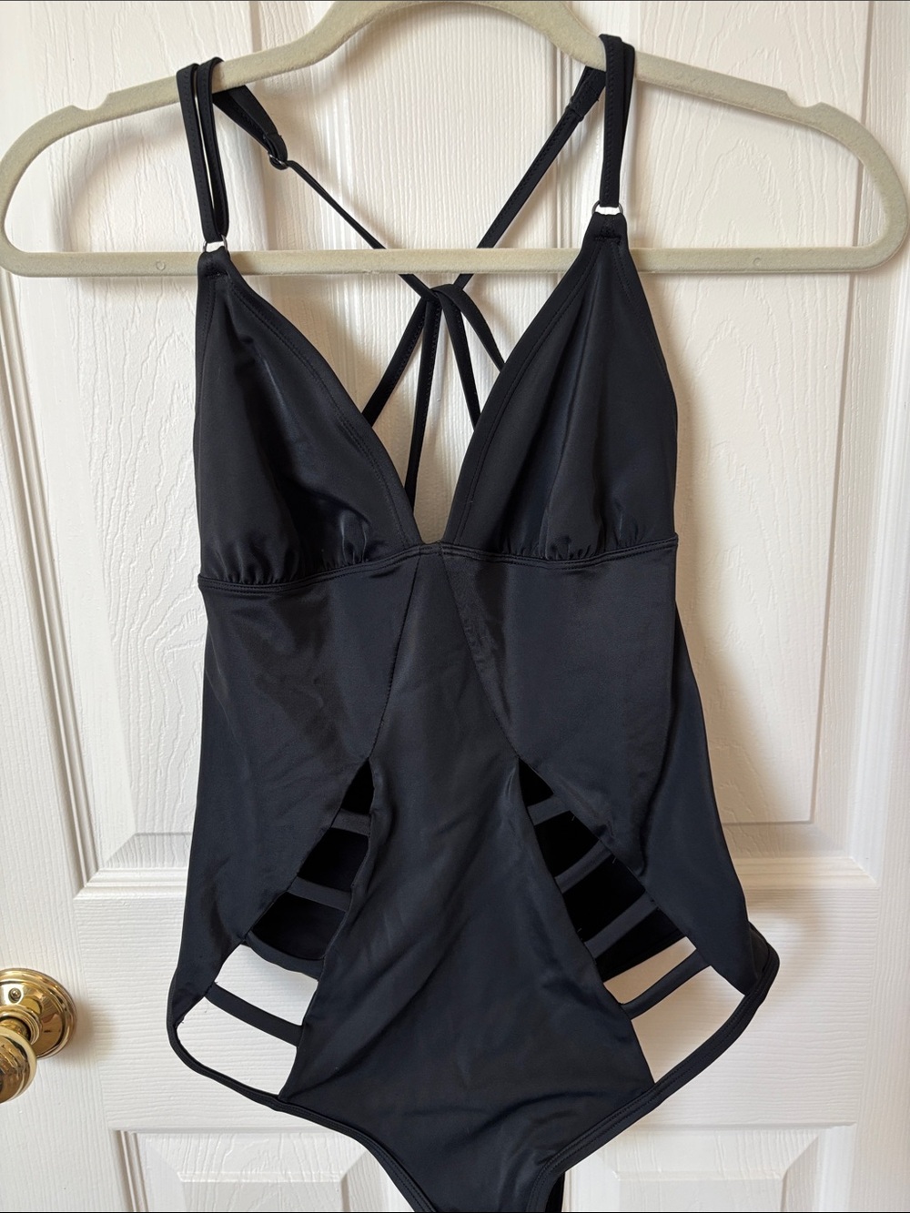 Adore Me Black Strappy Cutout One-Piece Swimsuit